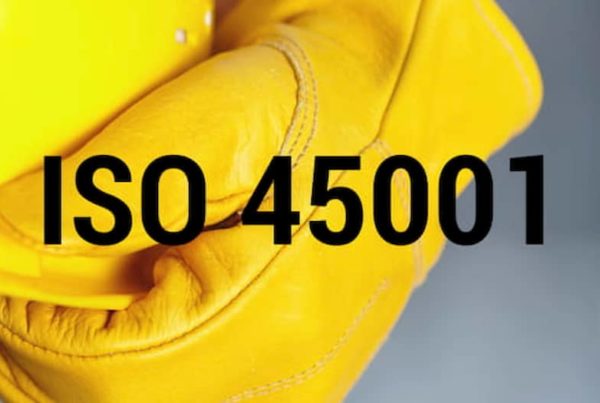 mano con guanto da lavoro che regge un casco